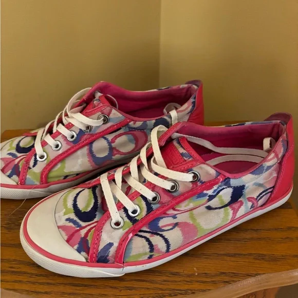 Coach Barrett Vibrant Pink and Cream Sneakers - Picture 7 of 10
